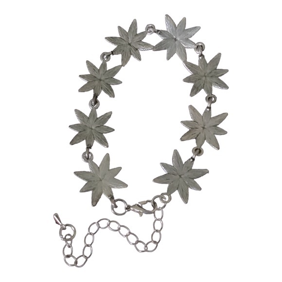 Marcasite Silver Tone Art Deco Star Shaped Link Bracelet EUC - Picture 2 of 8